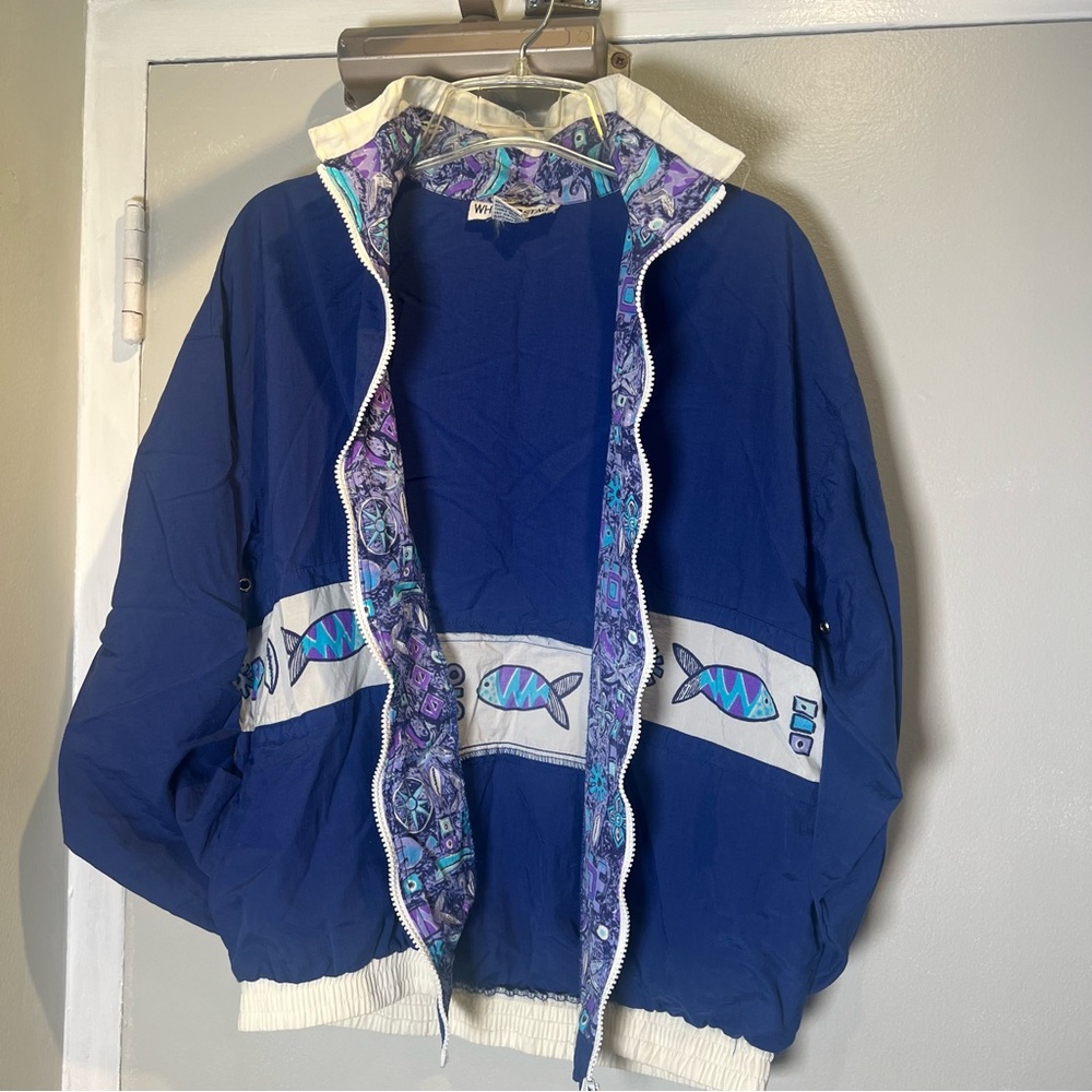 🐟Vintage White Stag Fish Windbreaker